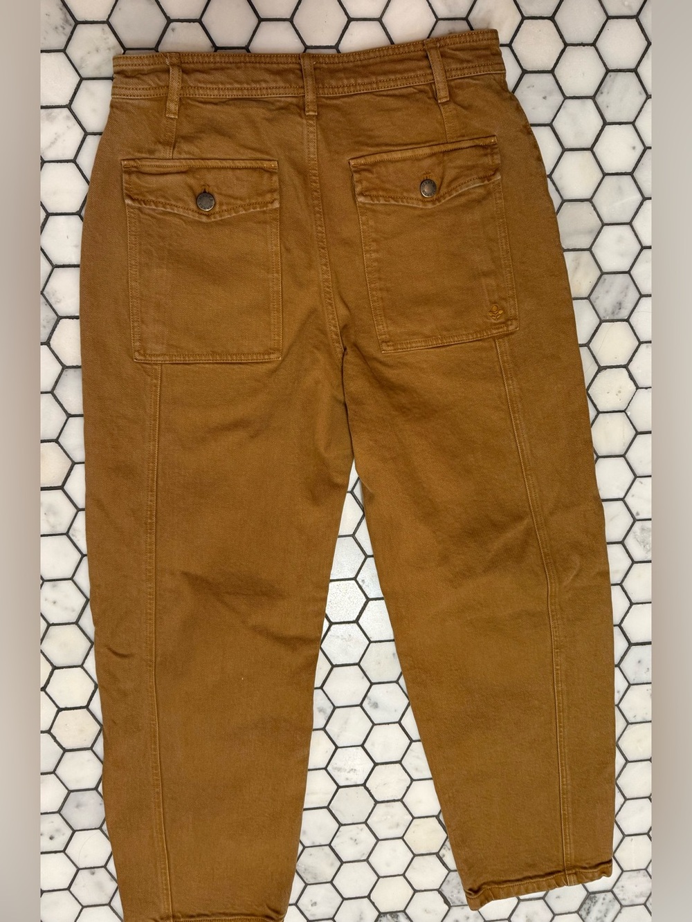 Marea by Liz Joy Meade High Rise Barrel Jean - Golden Brown Size 27 - Picture 7 of 10